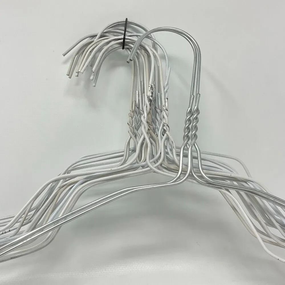 White Silver Lot Vintage Wire Metal Clothes Clothing Hangers Dresses Shirts MCM